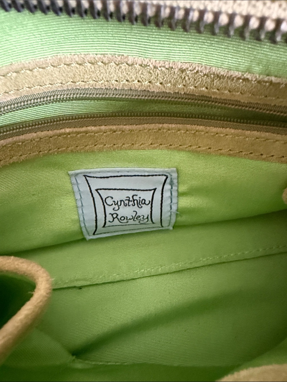 Cynthia Rowley Lime Green Shoulder Bag with Neutral Trim